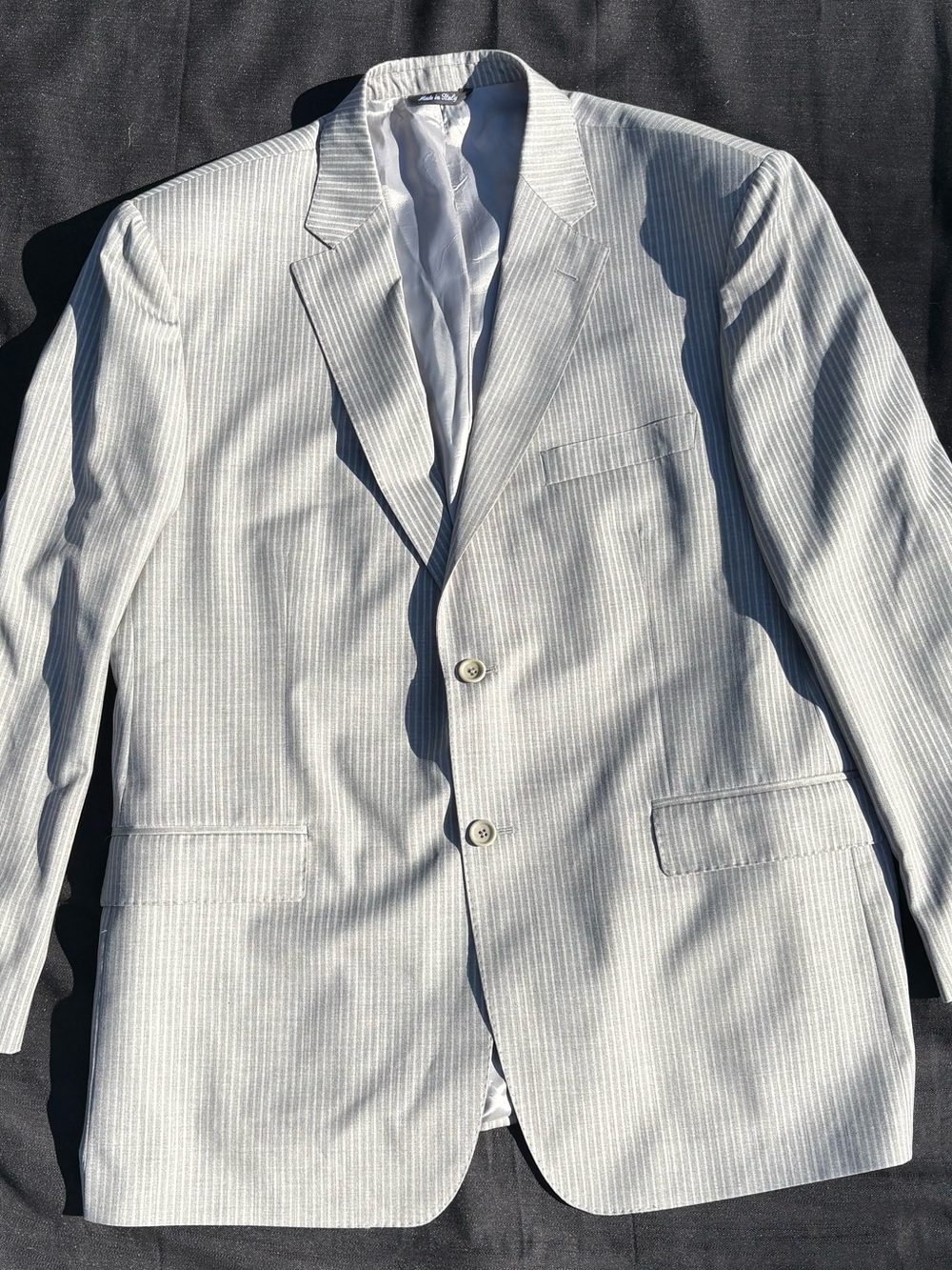 Ermenegildo Zegna Traveller Blazer 46R Gray Pinstripe Wool Silk Coat